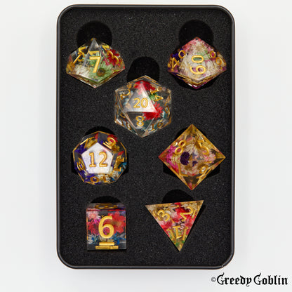 Sharp Polydice Set (Golden Flowers)