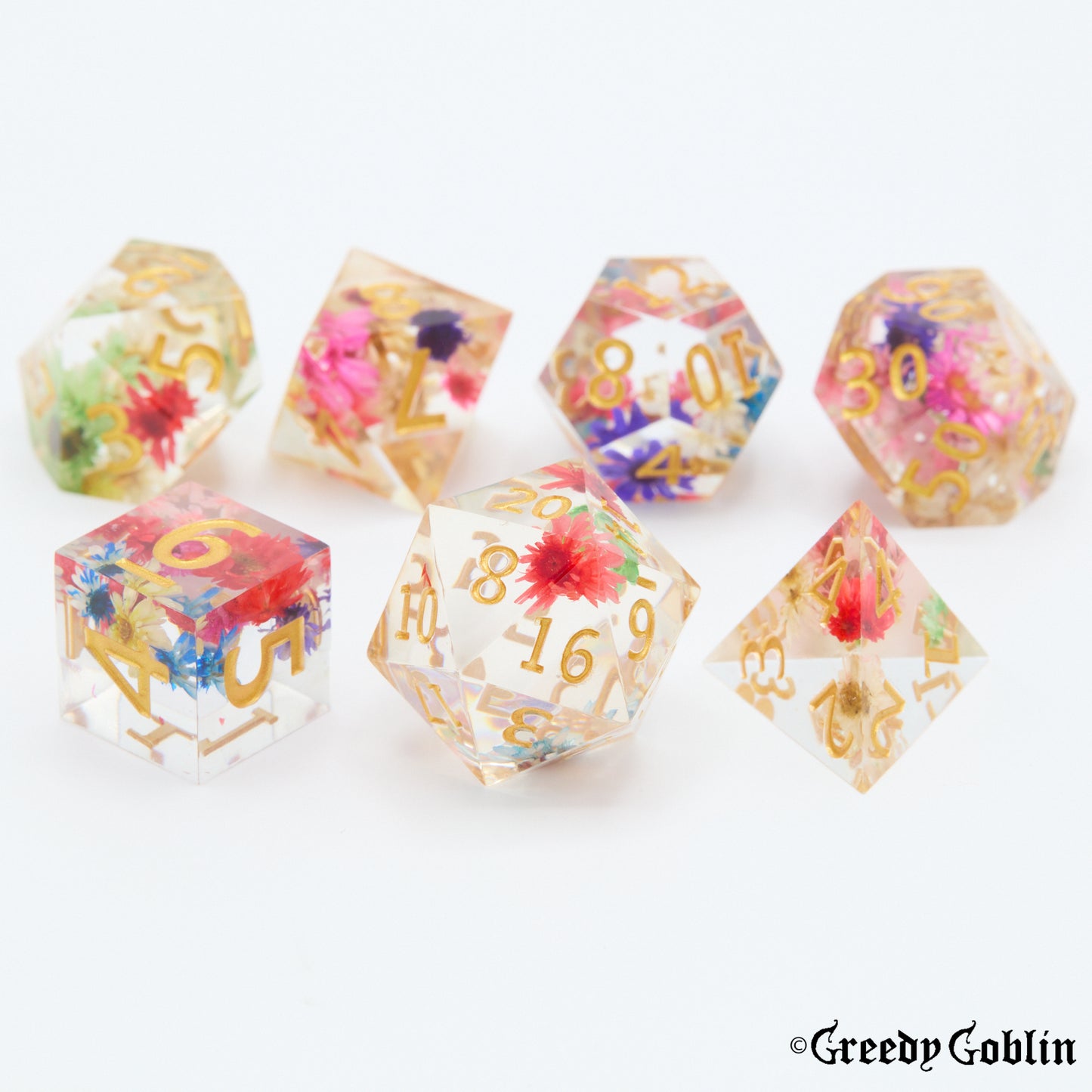 Sharp Polydice Set (Golden Flowers)