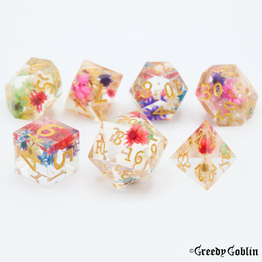 Sharp Polydice Set (Golden Flowers)