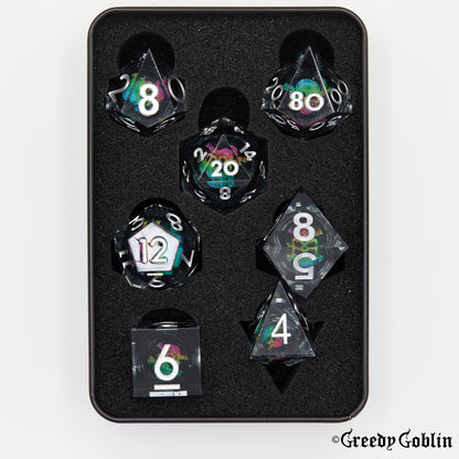 Liquid Core Dice Set (Rainbow Skull)