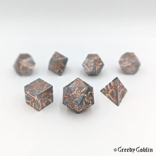 Metal Polydice Set (Silver Metal with Copper Veins)