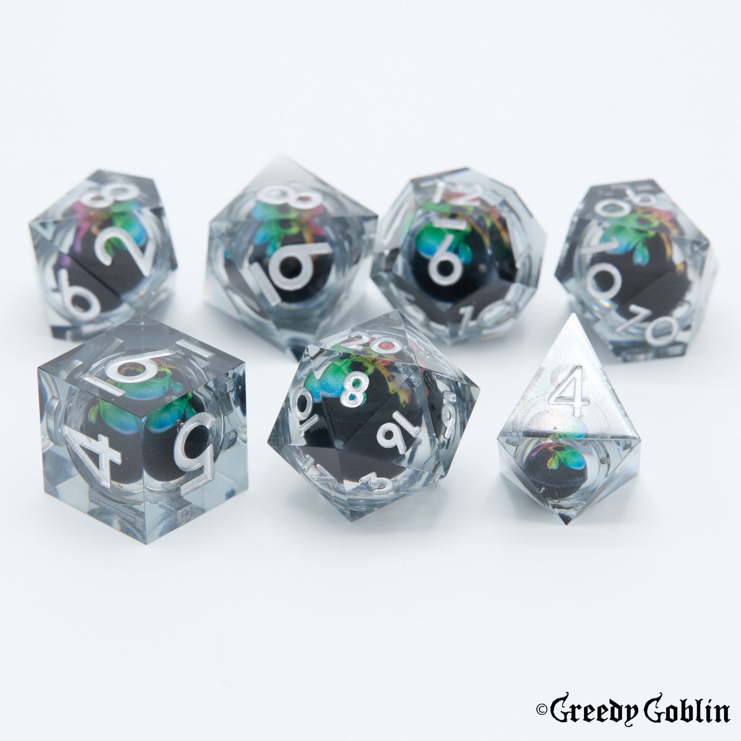 Liquid Core Dice Set (Rainbow Skull)