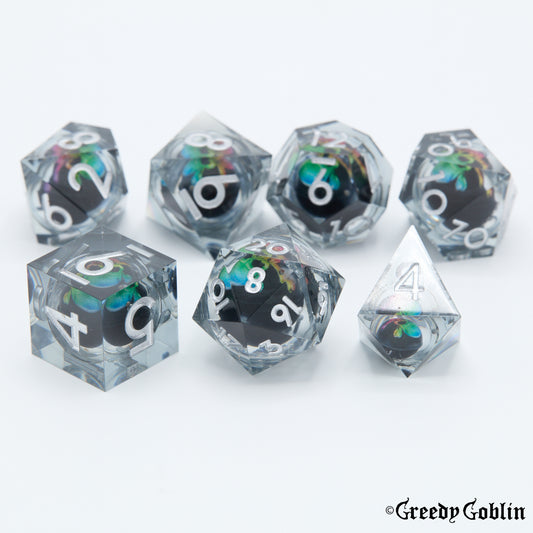 Liquid Core Dice Set (Rainbow Skull)