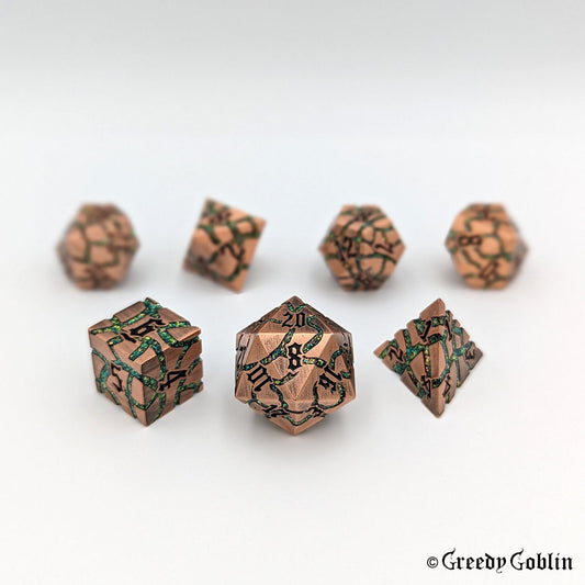Metal Polydice Set (Copper with Green Mica Veins)