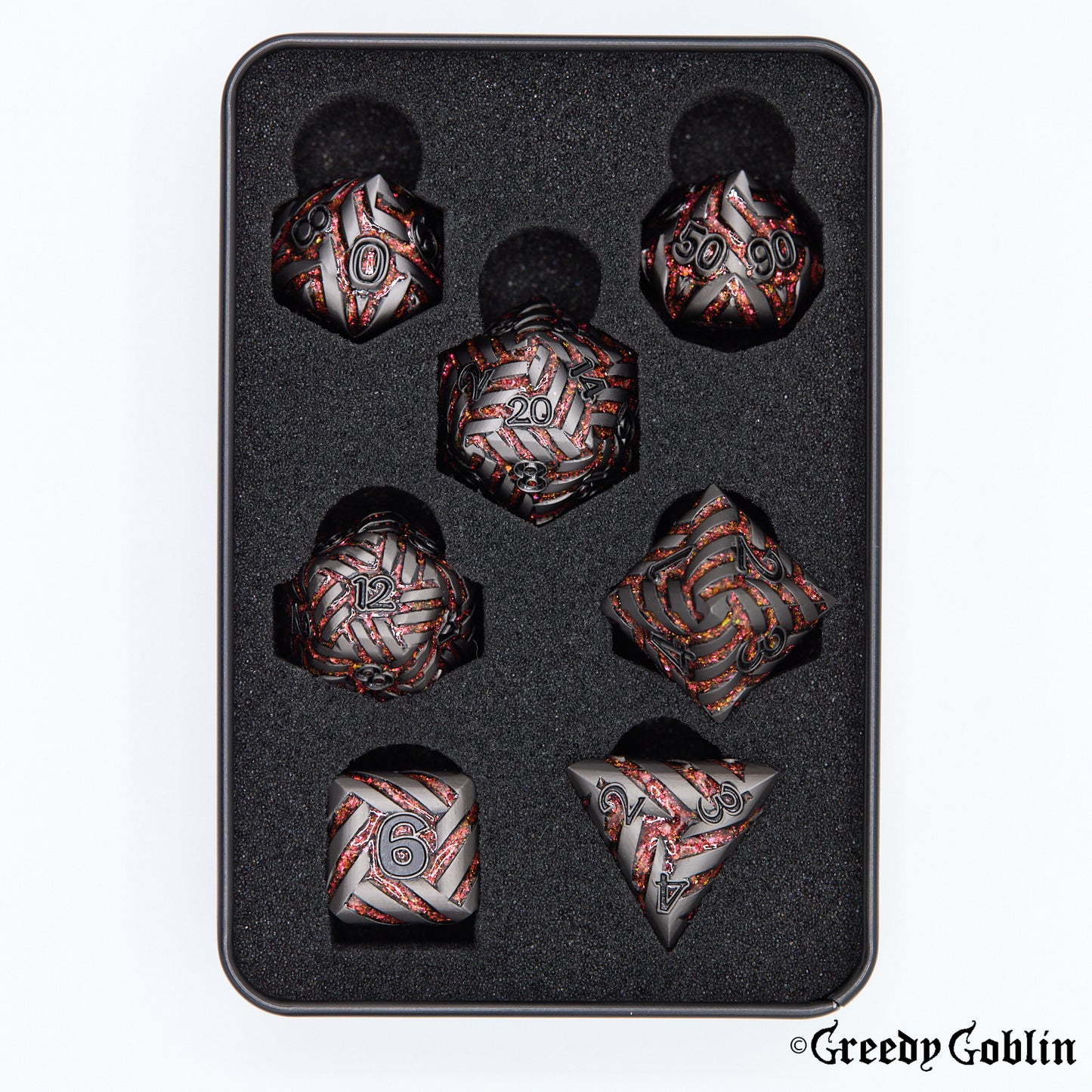 Metal Polydice Set (Woven Red)