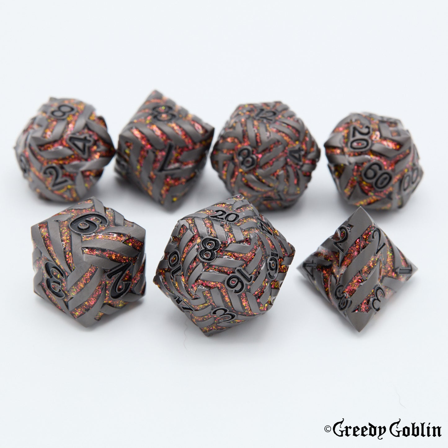 Metal Polydice Set (Woven Red)