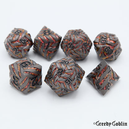 Metal Polydice Set (Woven Red)