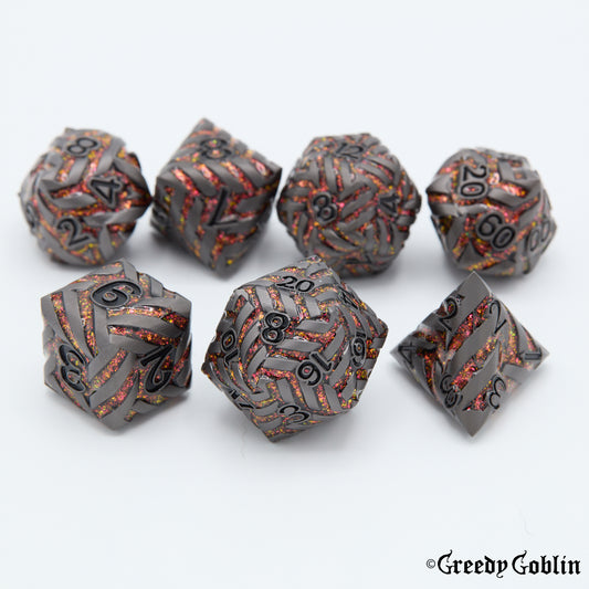 Metal Polydice Set (Woven Red)