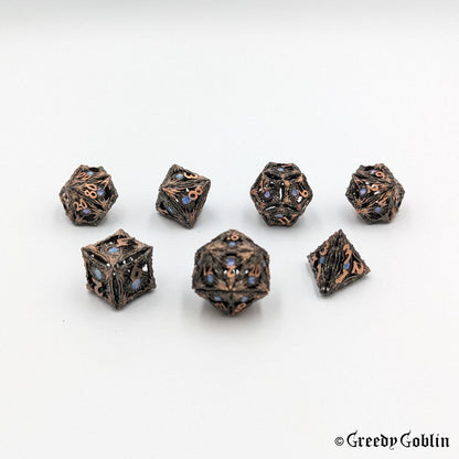 Metal Hollow Dice Set (Blue Eyes)