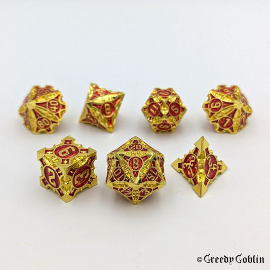 Metal Polydice Set (Gold Ruby Red)