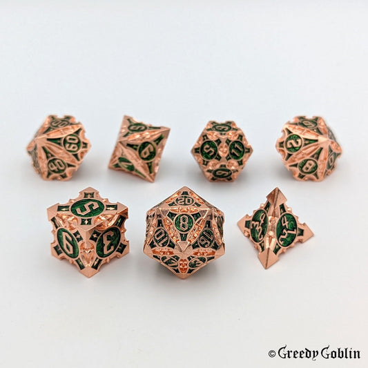 Metal Polydice Set (Rose Gold Emerald Green)