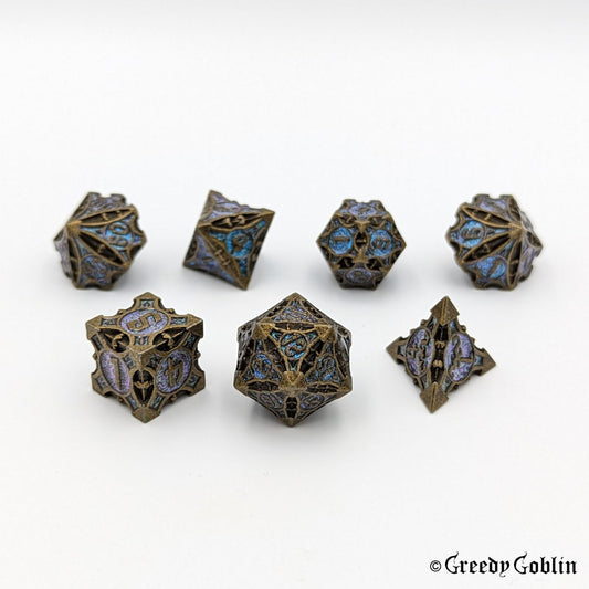 Metal Polydice Set (Antique Bronze Blue Purple)