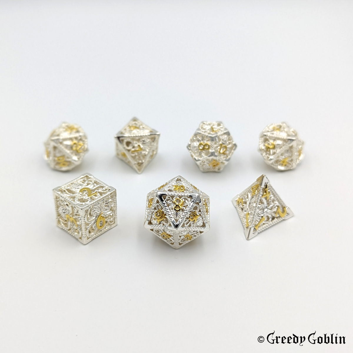 Metal Hollow Dice Set (Cthulhu Silver Gold)