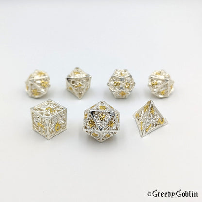 Metal Hollow Dice Set (Cthulhu Silver Gold)