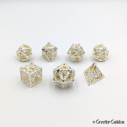 Metal Hollow Dice Set (Cthulhu Silver Gold)