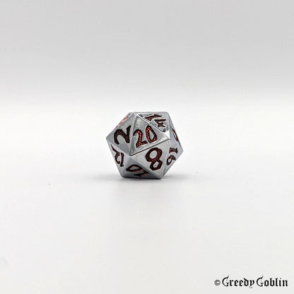 Metal Polydice Set (Silver Red Pattern)