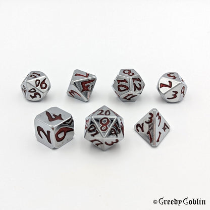 Metal Polydice Set (Silver Red Pattern)