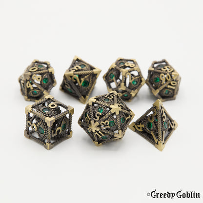 Metal Hollow Dice Set (Seer Brass)