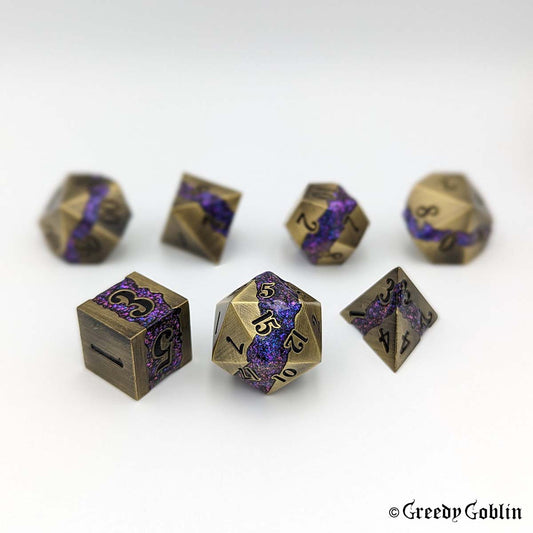 Metal Polydice Set (Brushed Bronze with Purple Blue Mica)