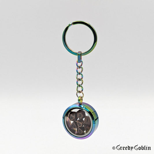 Mini Dice Keychain (Oil Slick)