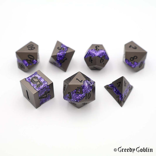 Metal Polydice Set (Gunmetal with Purple Mica)