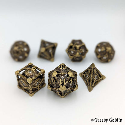 Metal Hollow Dice Set (Dragon Eyes Bronze)