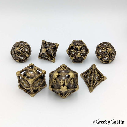 Metal Hollow Dice Set (Dragon Eyes Bronze)