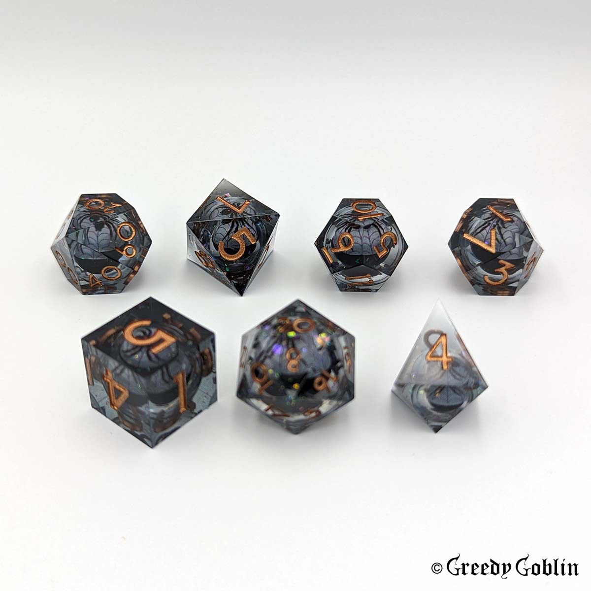 Liquid Core Dice Set (Transparent Black Spider)