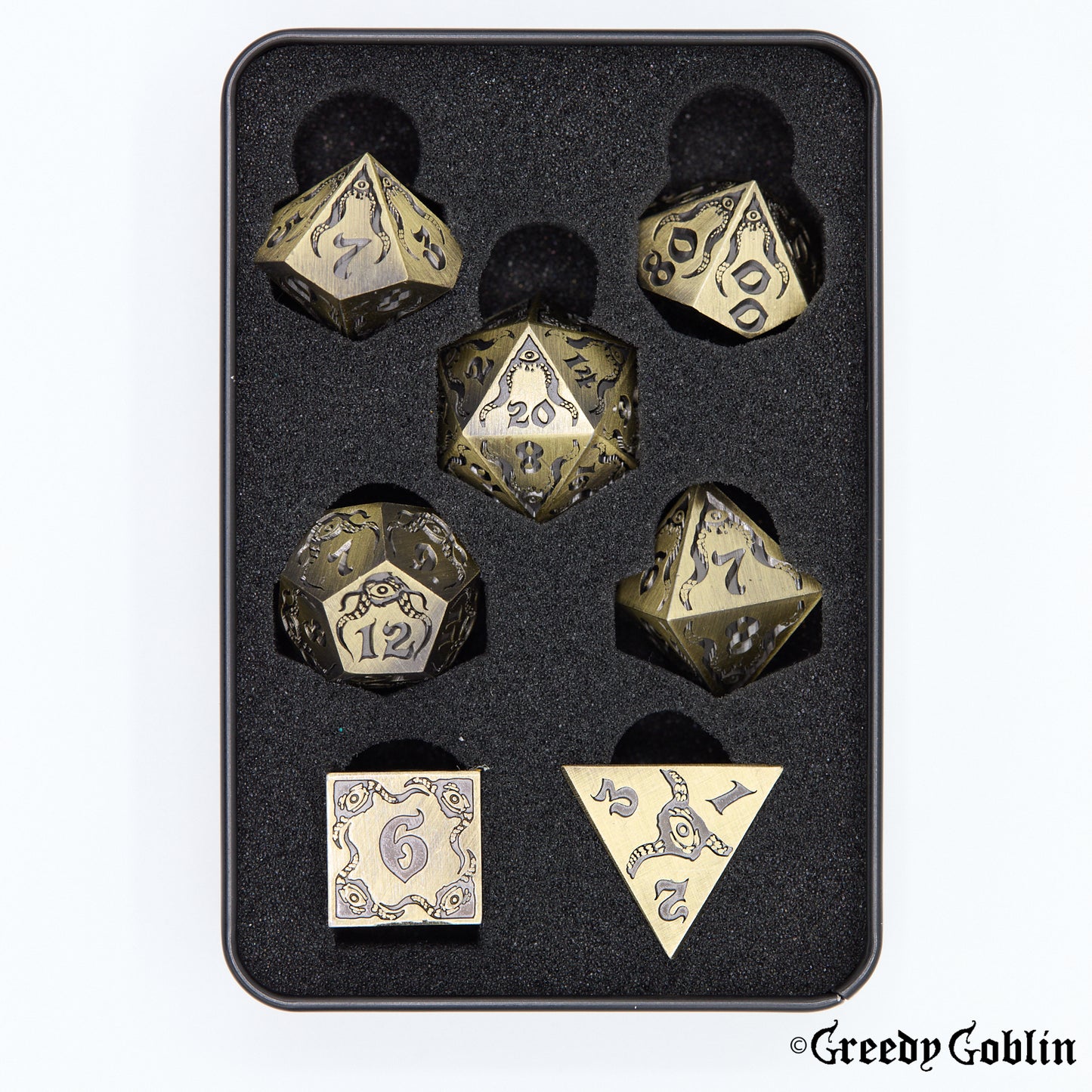 Metal Polydice Set (Cthulhu Brass)