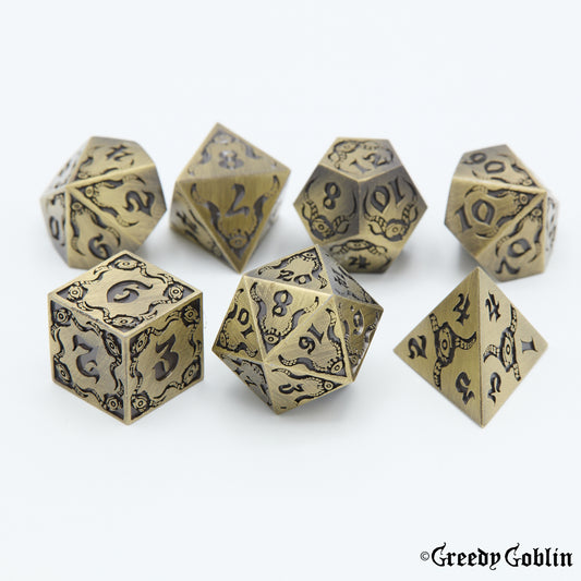 Metal Polydice Set (Cthulhu Brass)
