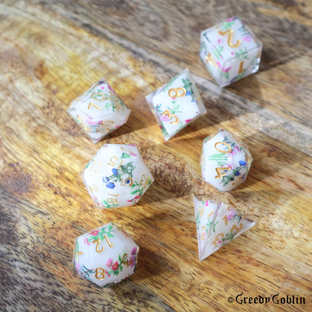 White Porcelain Flower Dice Set