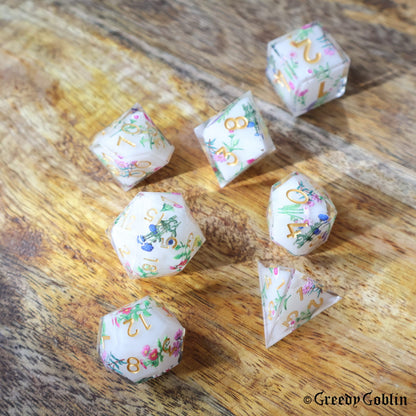White Porcelain Flower Dice Set