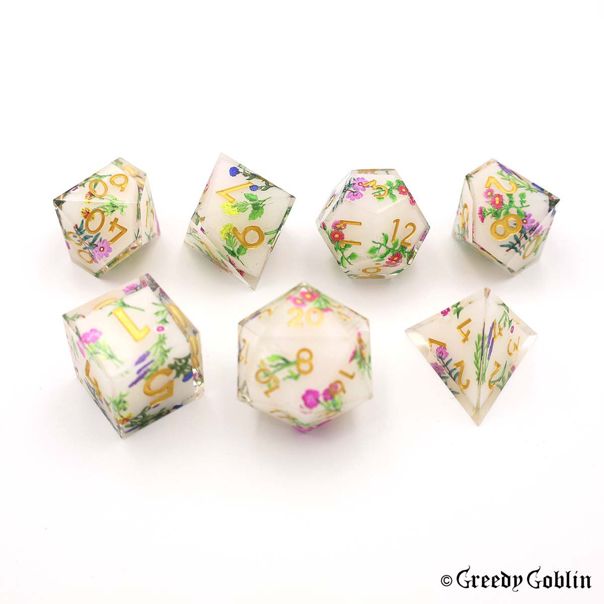 White Porcelain Flower Dice Set