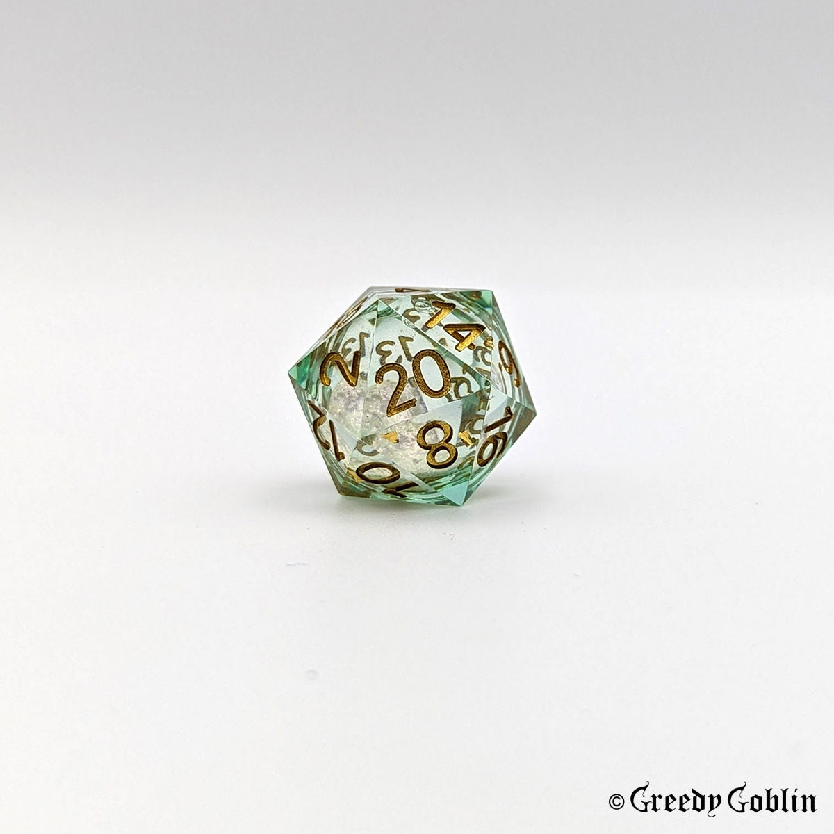 Liquid Core Dice Set (Transparent Green with Gold)