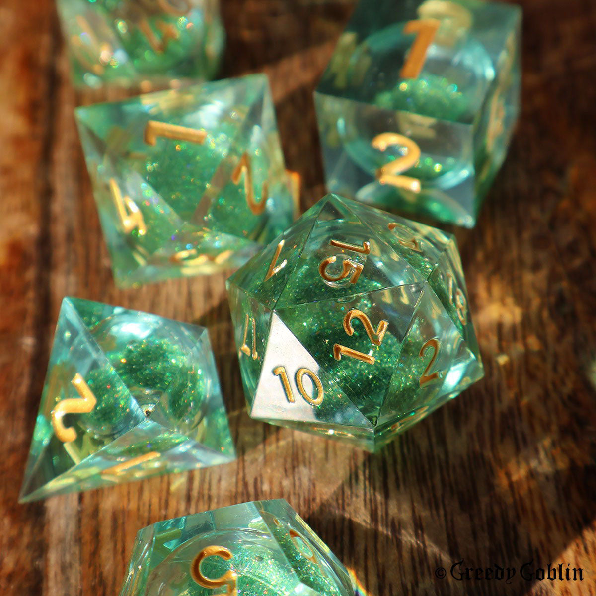 Liquid Core Dice Set (Green Dust)