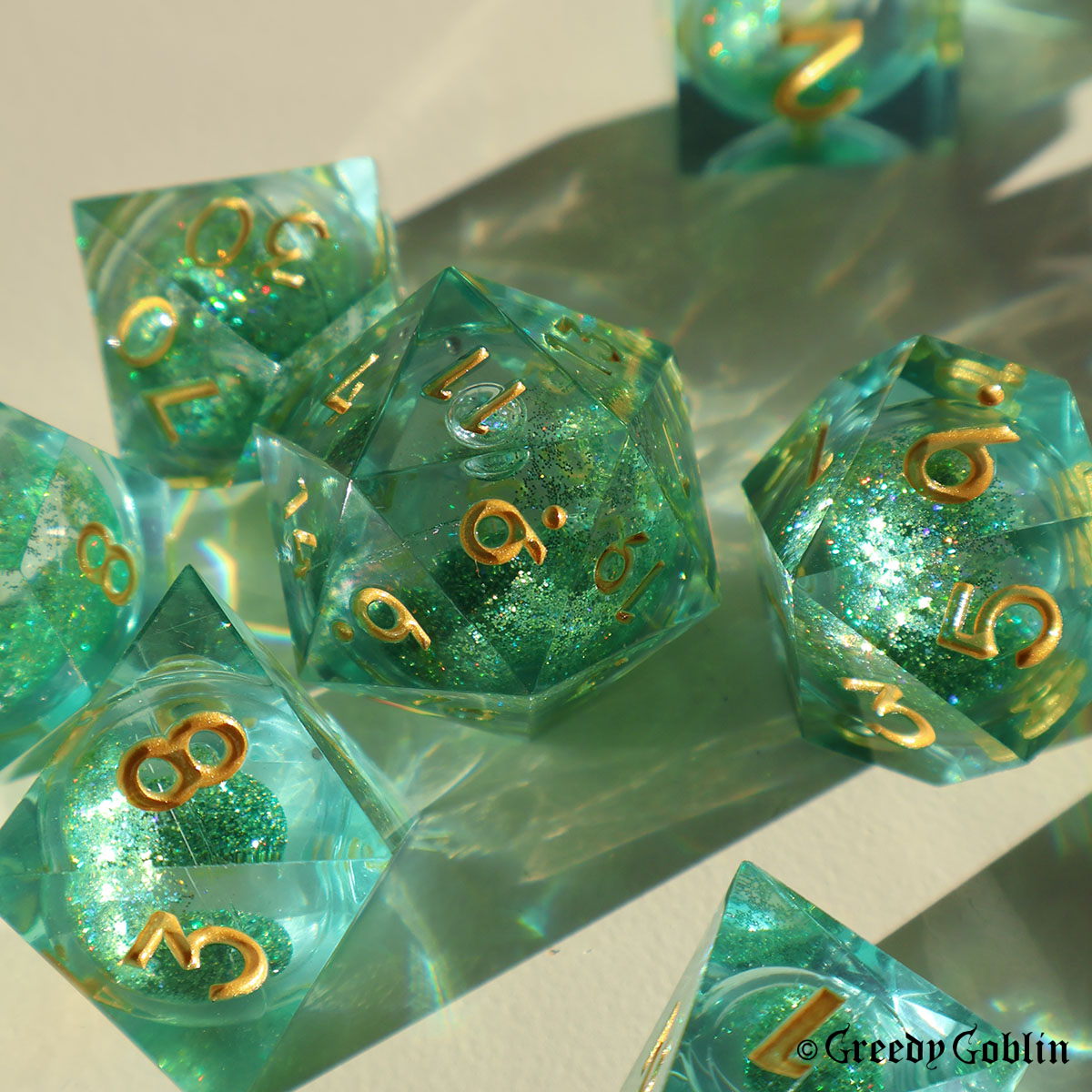 Liquid Core Dice Set (Green Dust)