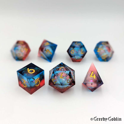 Liquid Core Dice Set (Transparent Blue Red)