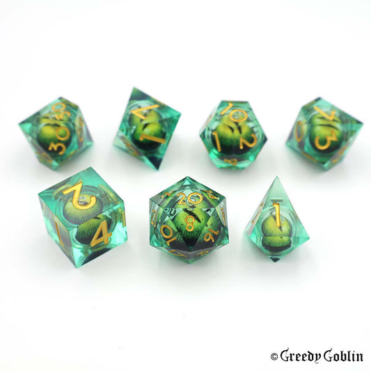 Liquid Core Dice Set (Green Eye)