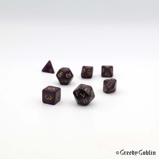 Mini Dice Set Marble Dark Purple