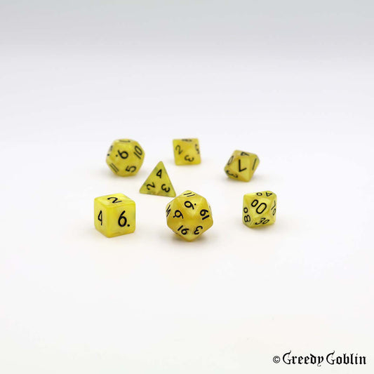 Mini Dice Set Marble Yellow