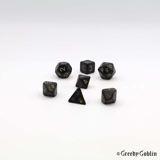 Mini Dice Set Black with Shiny Dust