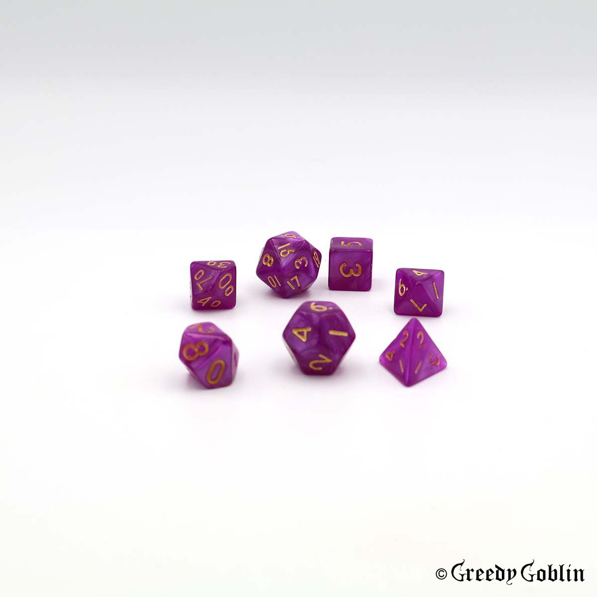 Mini Dice Set Marble Purple-Pink (Magenta)