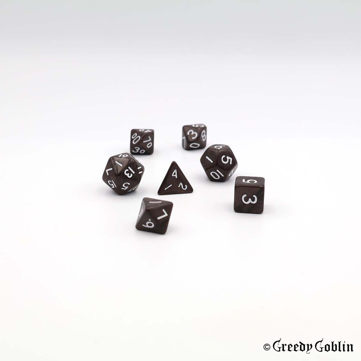 Mini Dice Set Marble Dark Brown