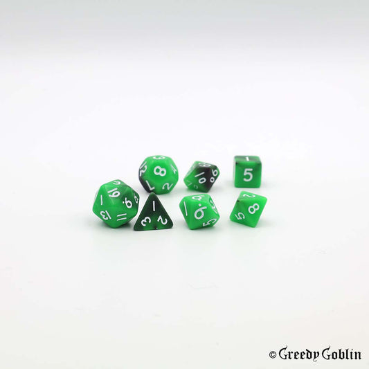 Mini Dice Set Marble Two-Tone Green Black