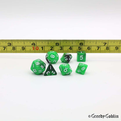 Mini Dice Set Marble Two-Tone Green Black