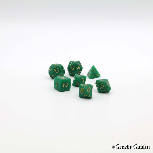 Mini Dice Set Green with Shiny Dust