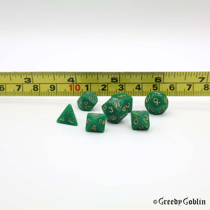 Mini Dice Set Green with Shiny Dust