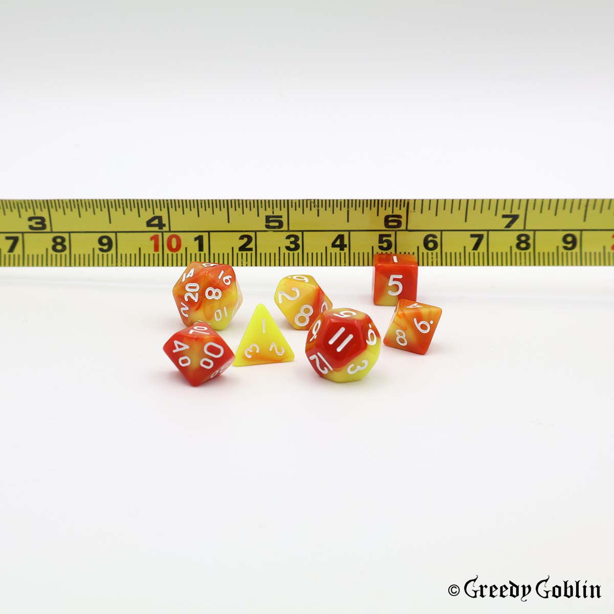 Mini Dice Set Marble Two-Tone Orange Yellow