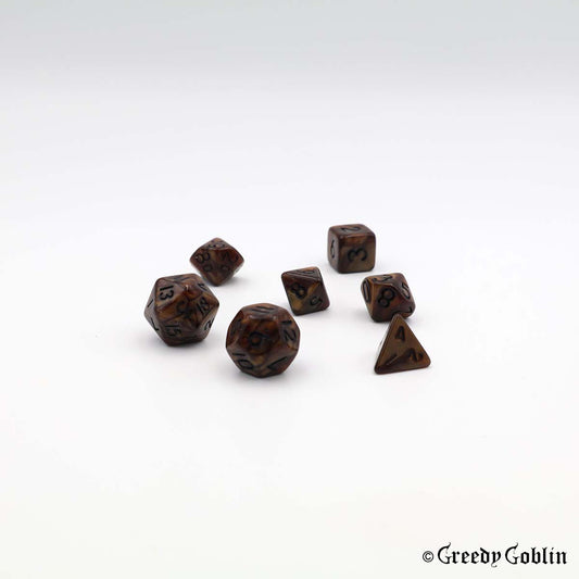 Mini Dice Set Marble Brown