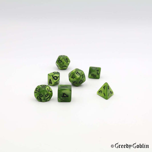 Mini Dice Set Marble Green (Dark Olive)